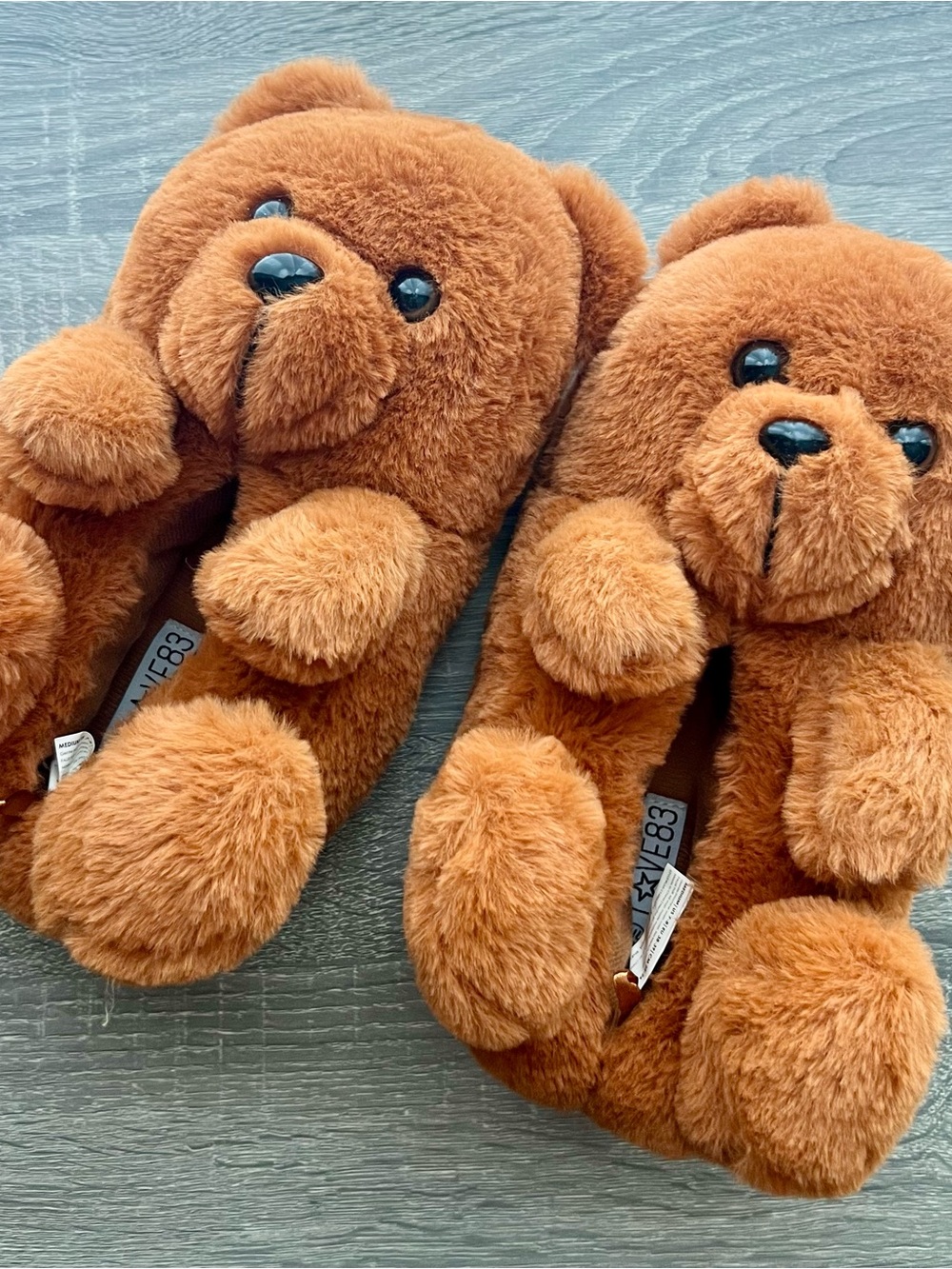 Plush Brown Bear Slippers - Cozy Teddy Design - Picture 3 of 4